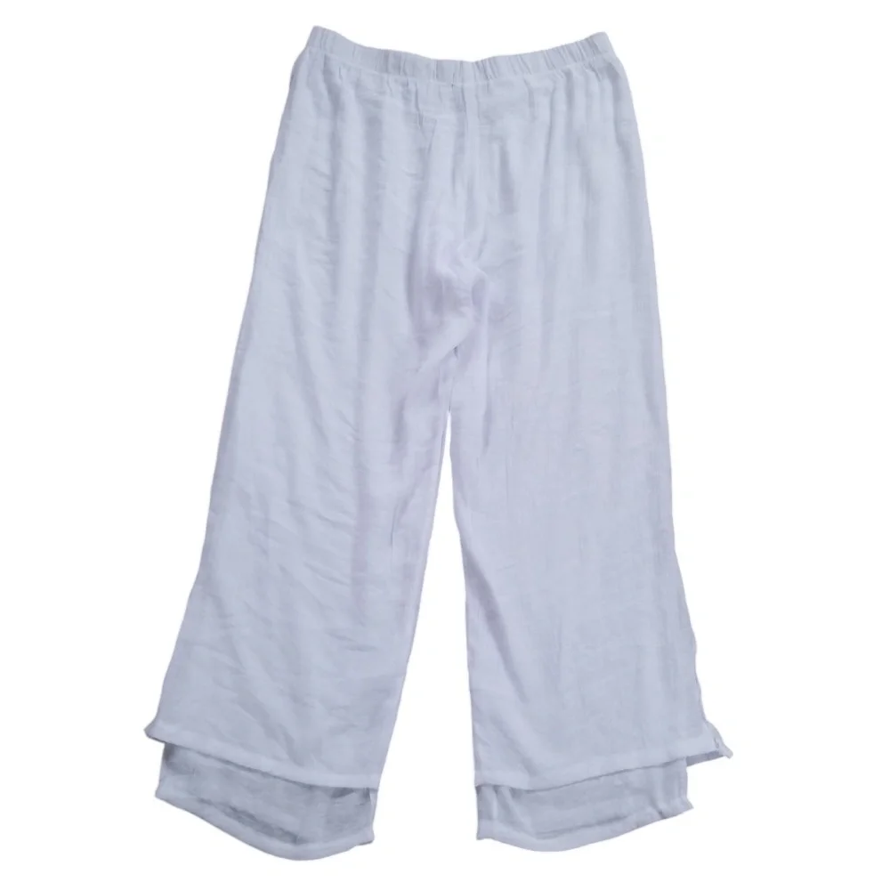 Creation Women's White Resortwear Boho Layered Pants‎ Size XLarge